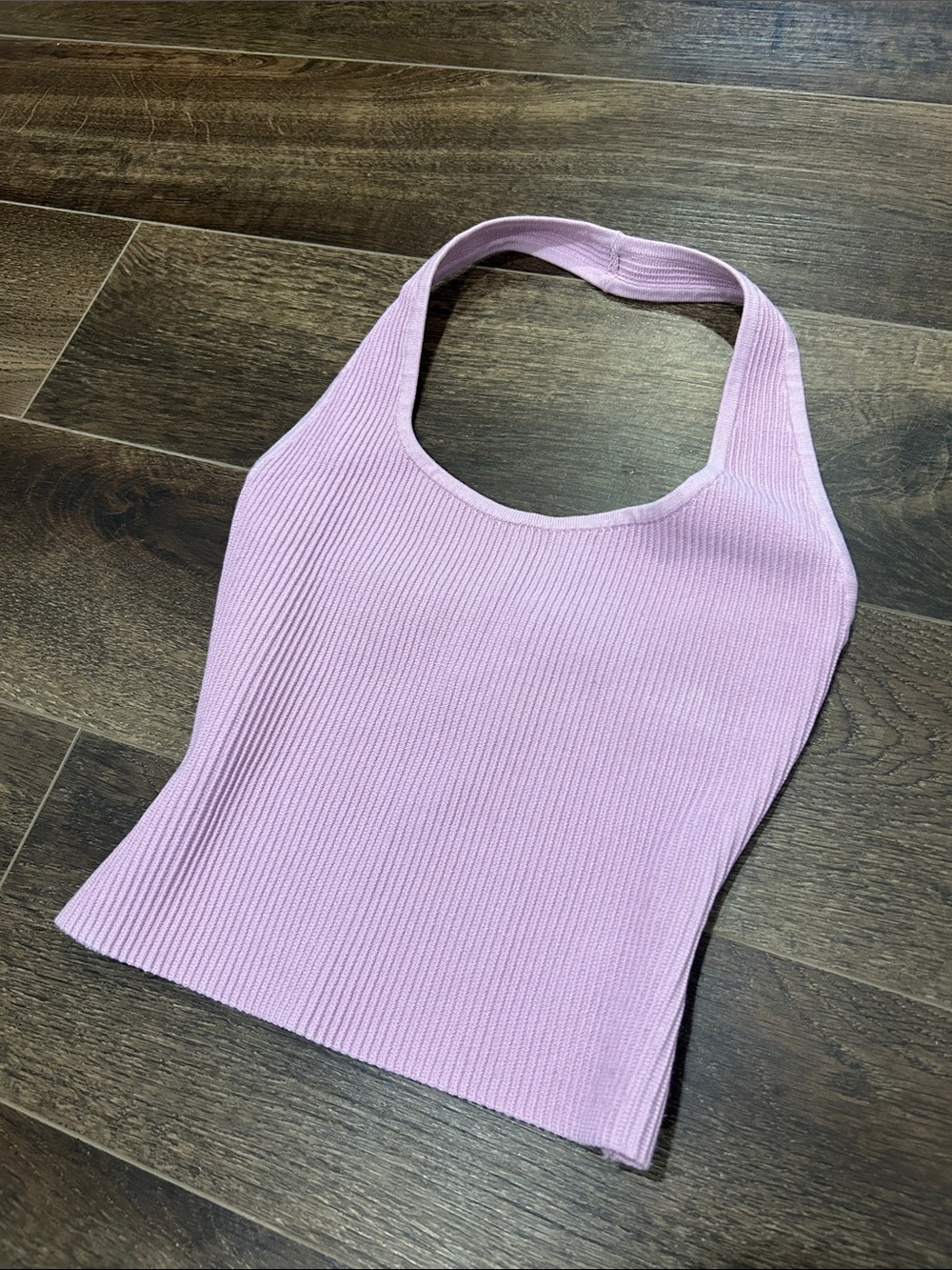 Babaton Light Lavender Ribbed Halter Tank
